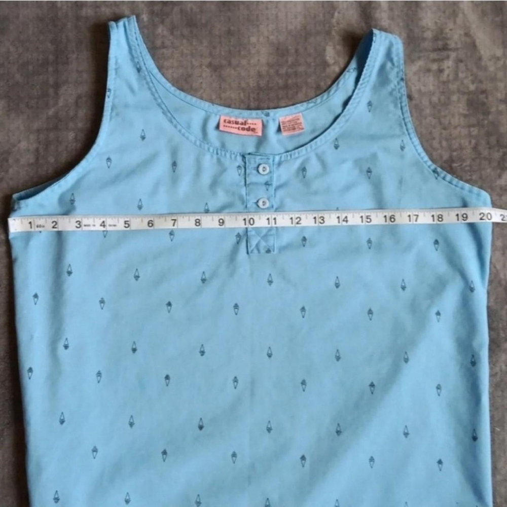 Vintage Blue Sailboat Print Tank Top, Women's Large,  Summer, Casual Code - Picture 5 of 7
